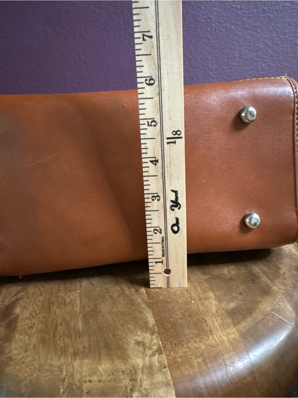 Dooney & Bourke Cream and Brown Leather-Trim Satchel - Picture 12 of 13